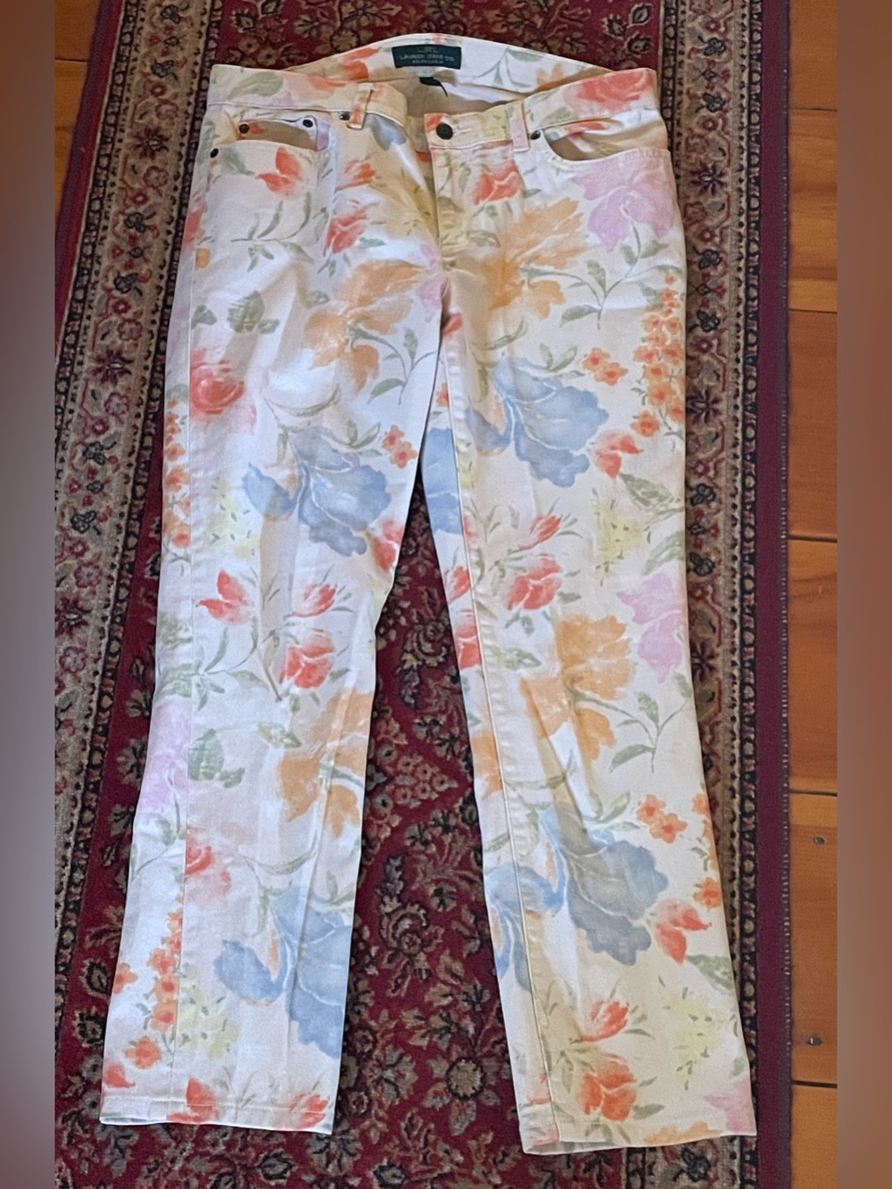 Ralph Lauren Straight Leg Jeans with Pastel Floral Print